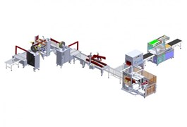 Dây chuyền dán, đóng đai kết hợp máy co màng tự động 1