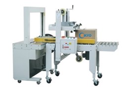 Dây chuyền dán kết hợp đóng đai thùng carton tự động 1