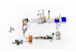 Dây chuyền đóng gói kết hợp đóng đai pallet tự động 1