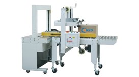 Dây chuyền dán kết hợp đóng đai thùng carton tự động 2