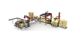 Dây chuyền đóng gói, xếp pallet và quấn màng pallet tự động 2