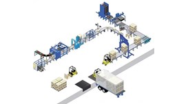 Dây chuyền đóng thùng, xếp và quấn màng pallet tự động 2