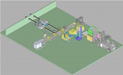 Hệ thống đóng gói tự động với sản phẩm là lọ thủy tinh