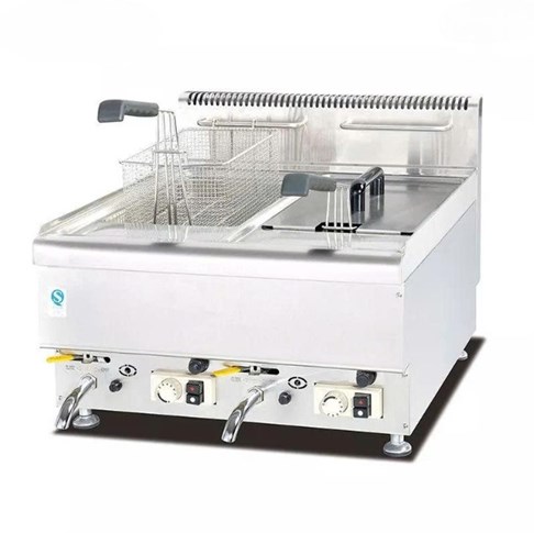 Bếp chiên nhúng dùng gas 14L với 2 bình chứa Kolner GF-565