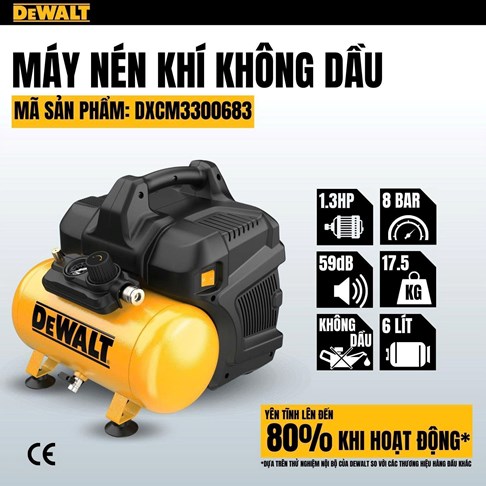 Máy nén khí không dầu 6l Dewalt DXCM3300683