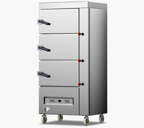Tủ hấp công nghiệp 3 cửa dùng gas 10 khay CHINENG 