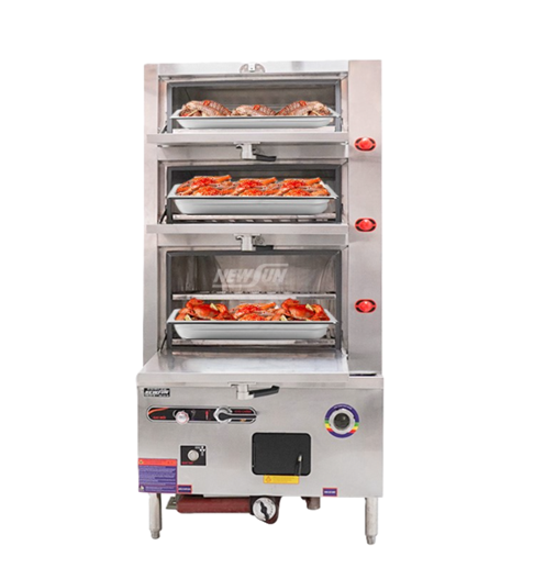 Tủ hấp hải sản 3 tầng dùng gas