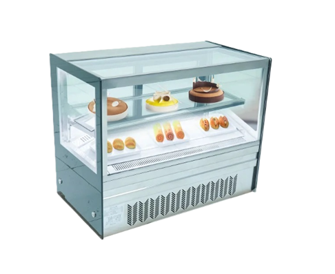 Tủ bánh kem 2 tầng 90cm kính vuông để bàn DG-TZ900  